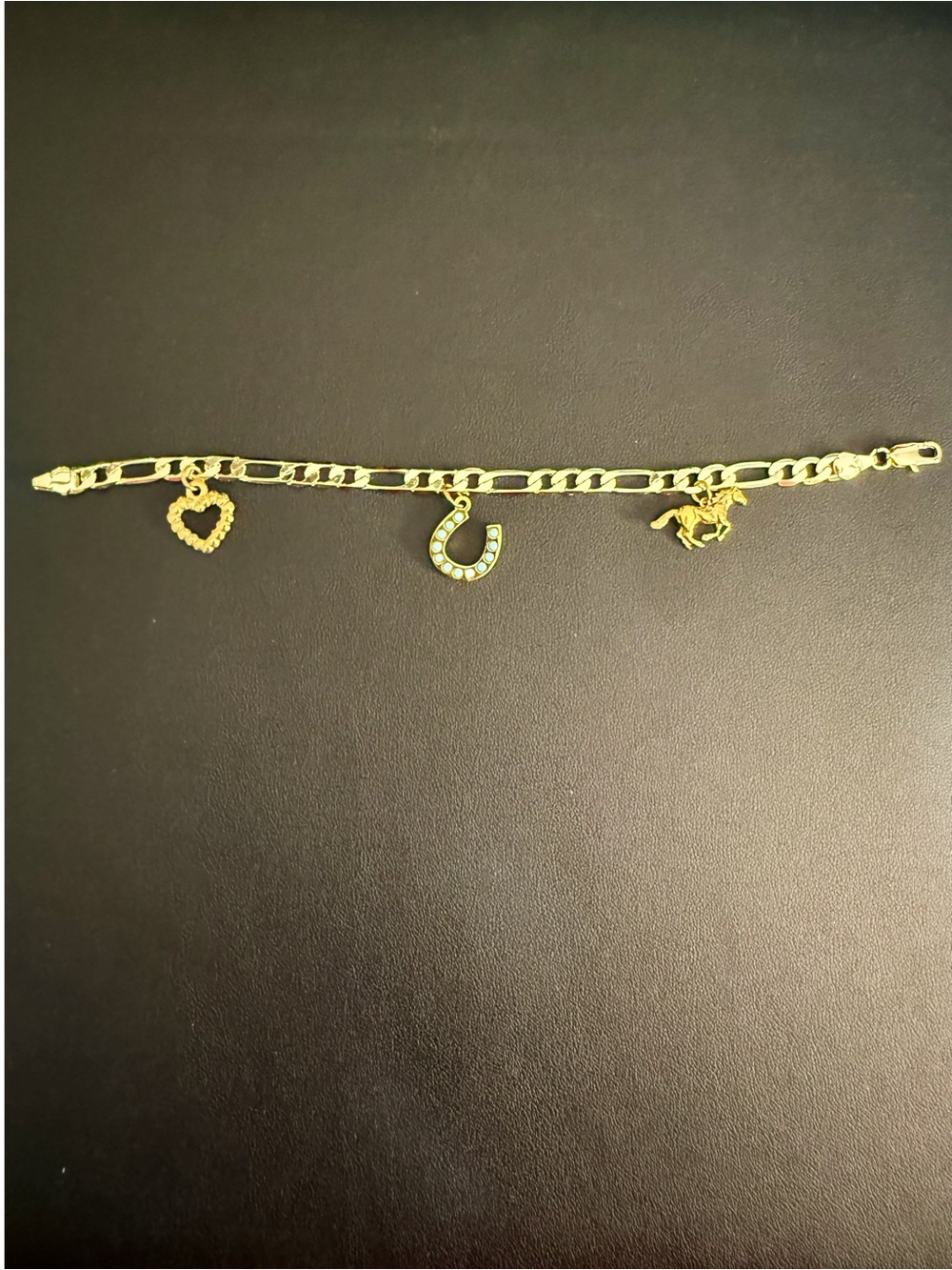 Gold-Tone Charm Bracelet with Heart, Horseshoe & Horse Charms